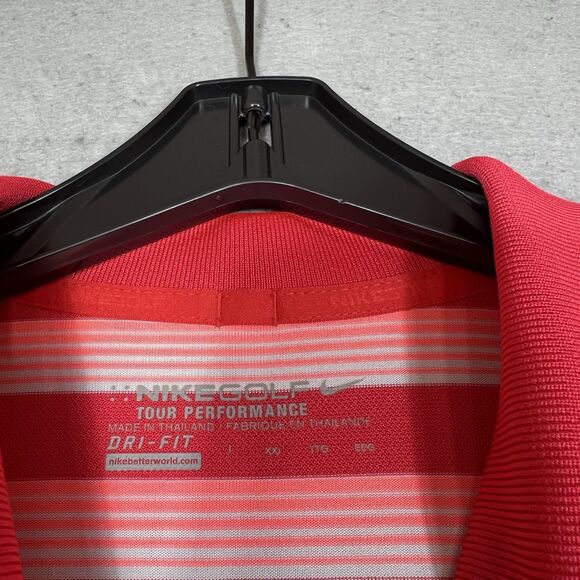 Nike Dri Fit Performance Golf Shirt Men’s XXL Standard Fit Stripes Red Pink 2XL - Picture 8 of 11
